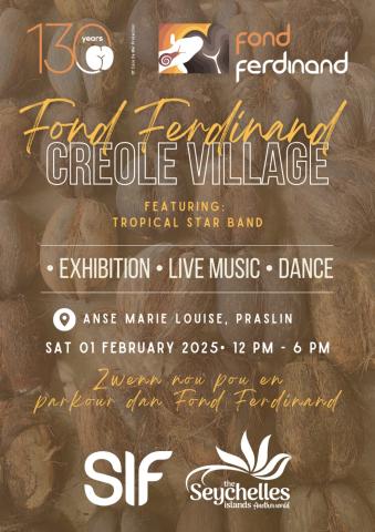 Join us on Praslin for a creole village on Saturday 1st February from 12pm to 6 pm